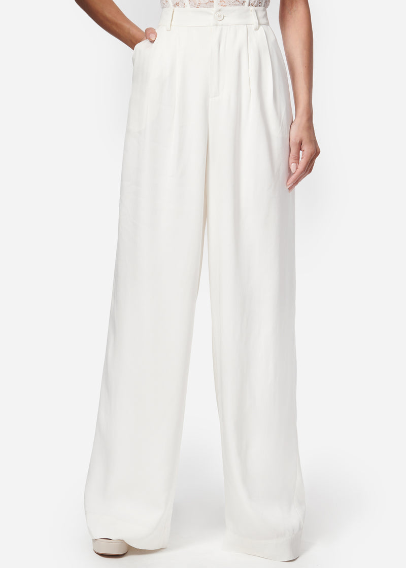 Rylie Rayon Twill Wide Leg Pant White