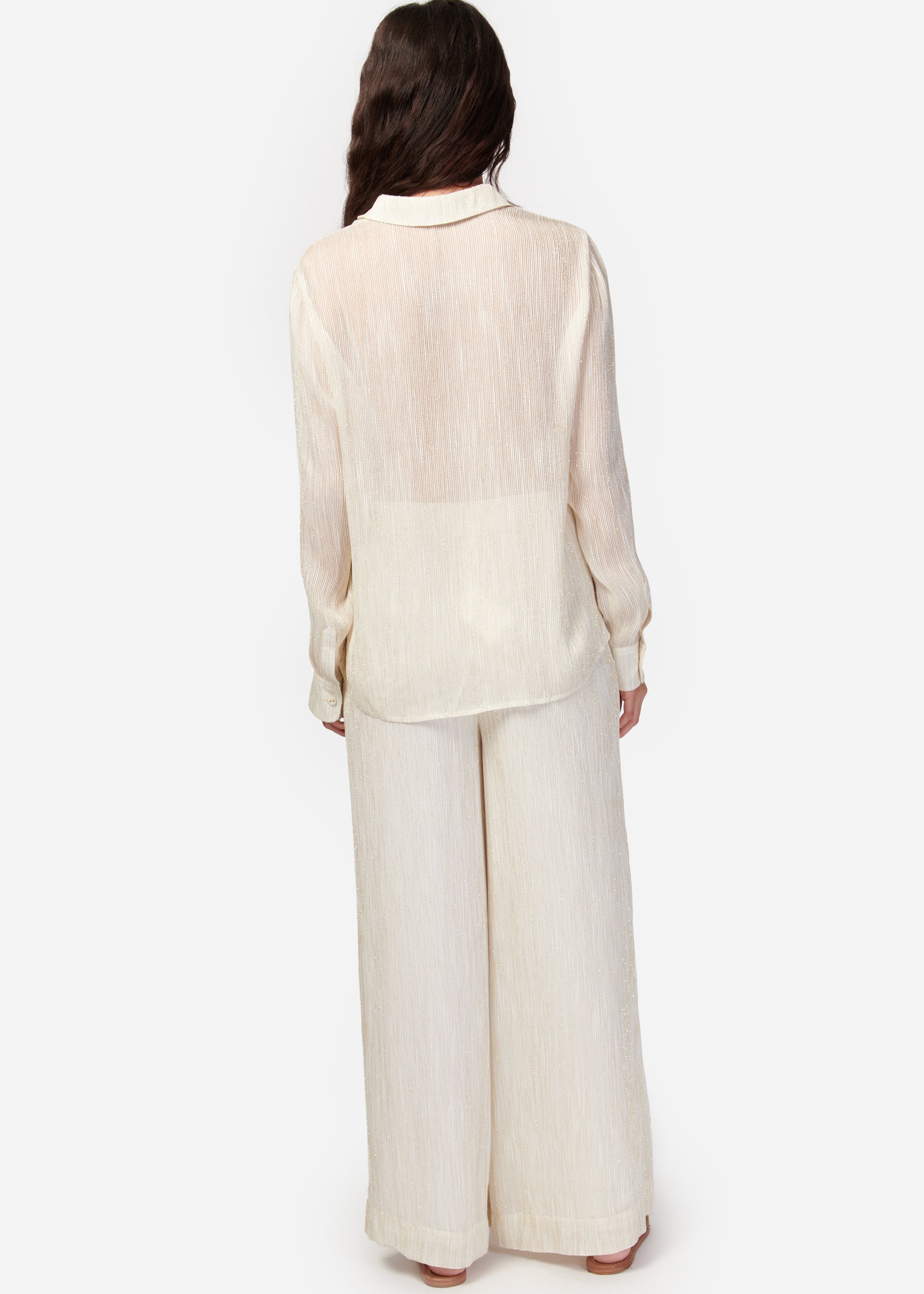 Yael Metallic Chiffon Top White