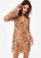 Madeira Crochet Dress Brown