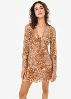 Madeira Crochet Dress Brown