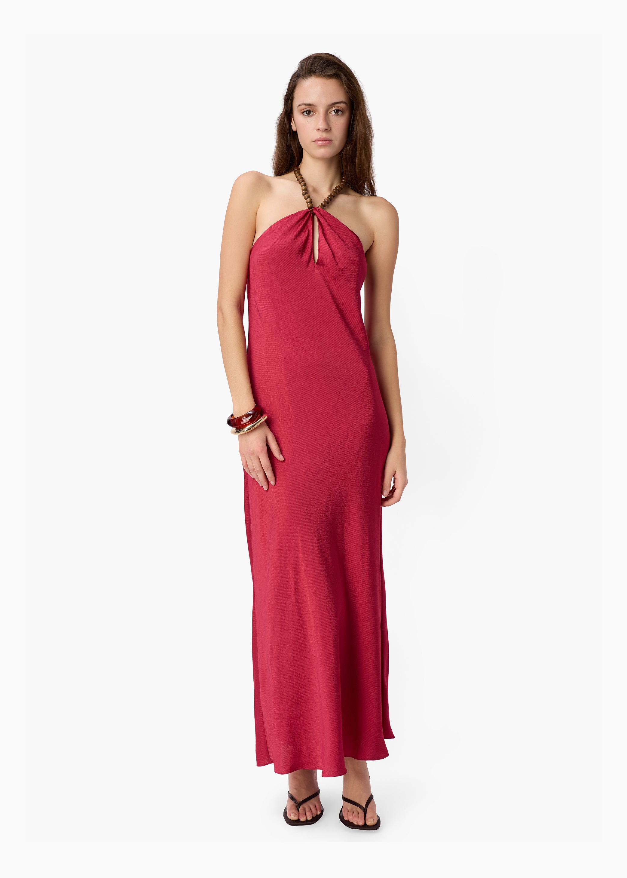 Giulia Hammered Halter Dress Huckleberry – CAMI NYC