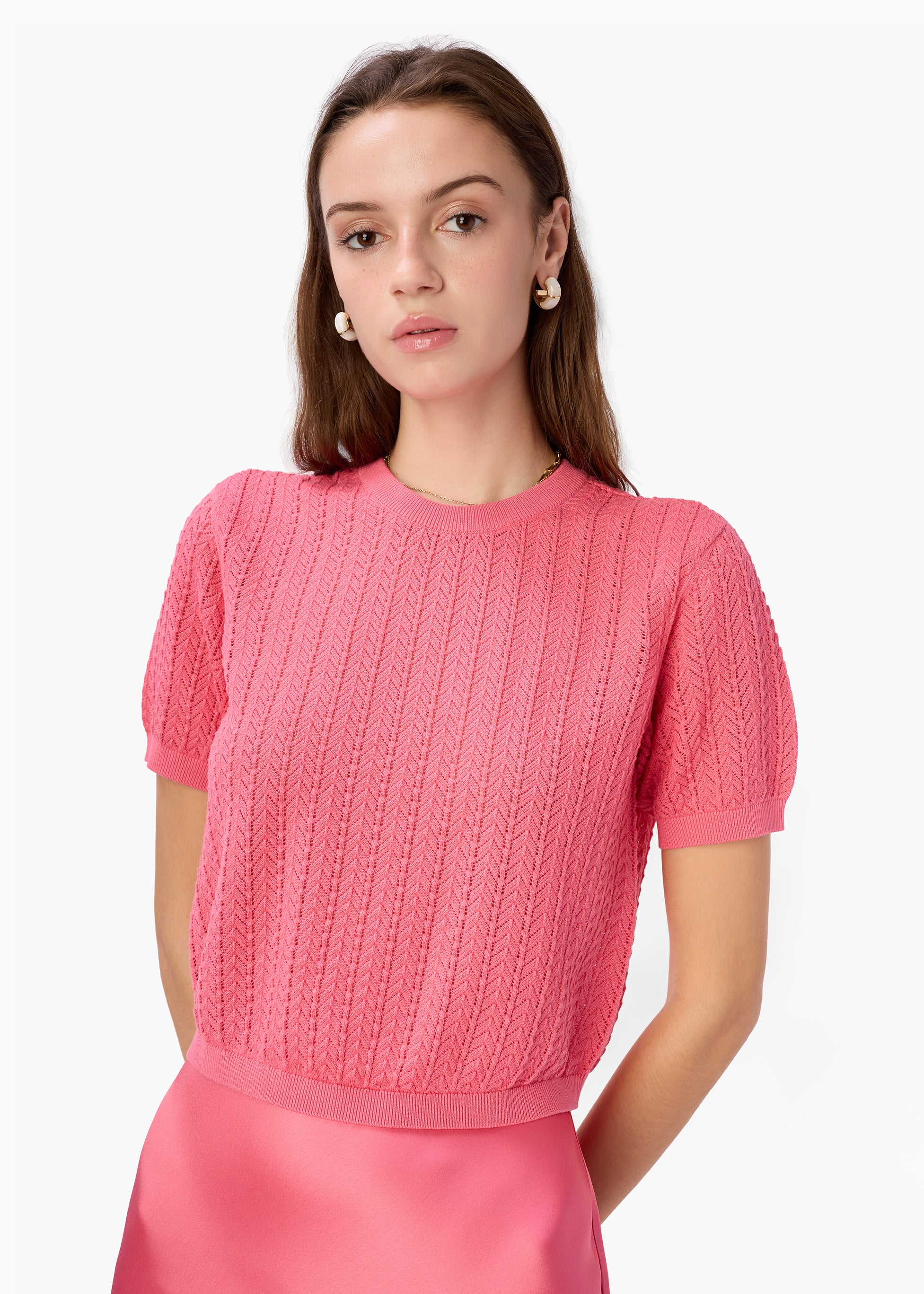 Ellory Cotton Knit Top Hibiscus – CAMI NYC