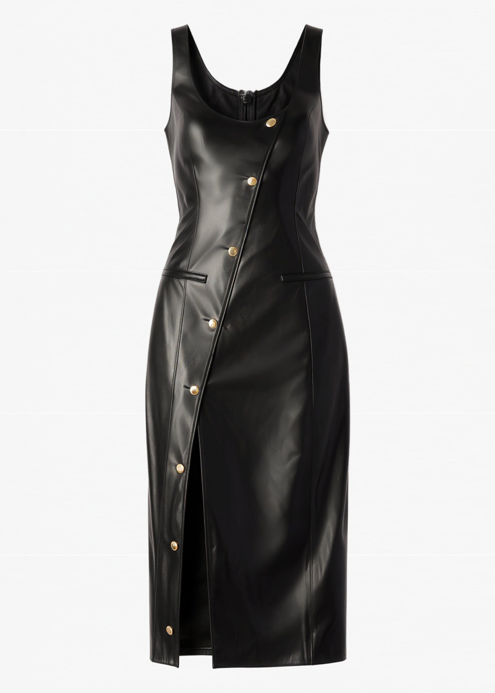 Kirby Vegan Leather Midi Dress Black