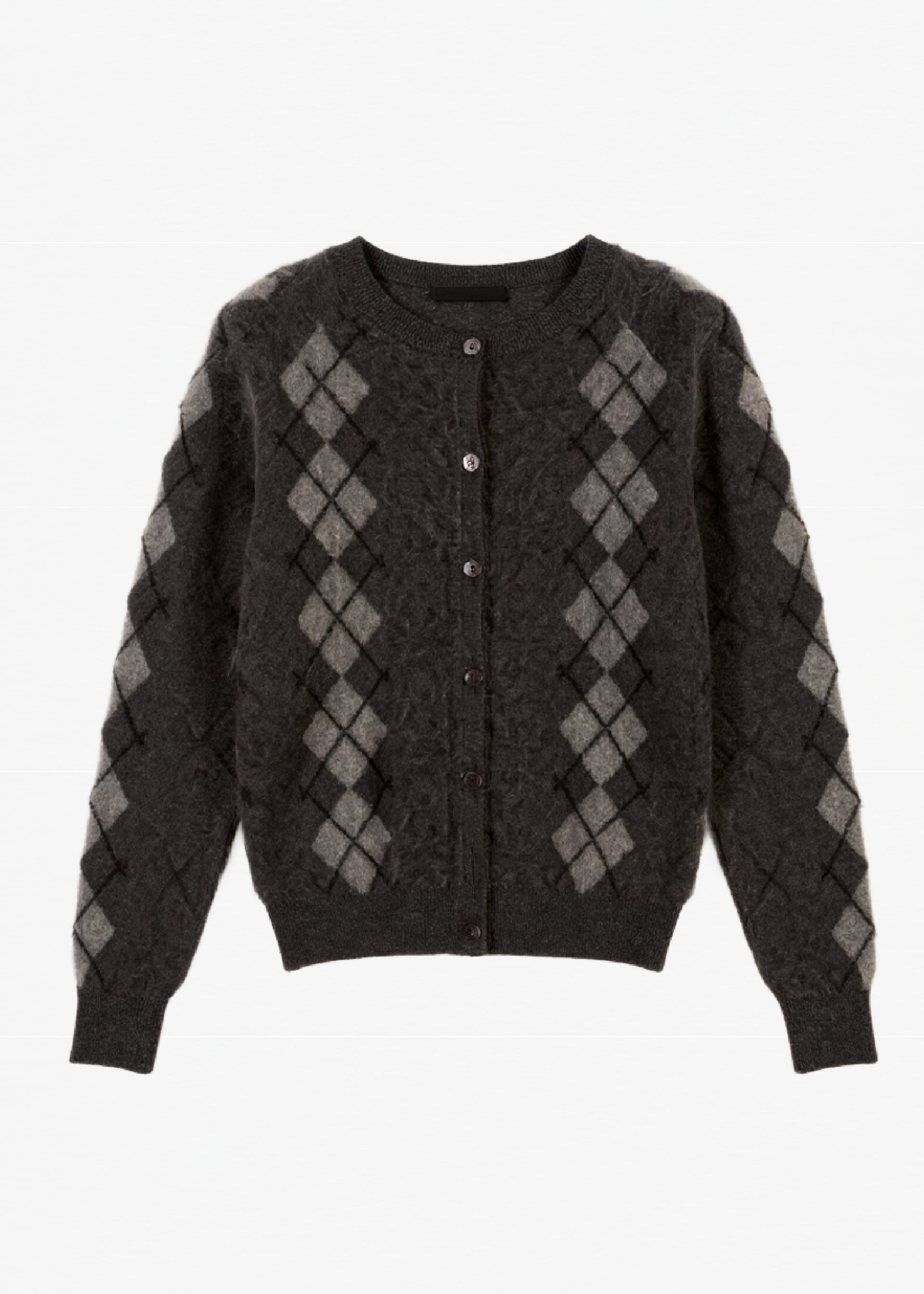 Dorian Cashmere Cardigan Gray Argyle – CAMI NYC