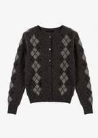 Dorian Cashmere Cardigan Gray Argyle