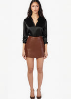 Cillian Genuine Leather Mini Skirt Mousse