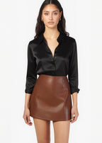 Cillian Genuine Leather Mini Skirt Mousse