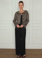 Serrano Sequin Tweed Cropped Jacket Black and Tan