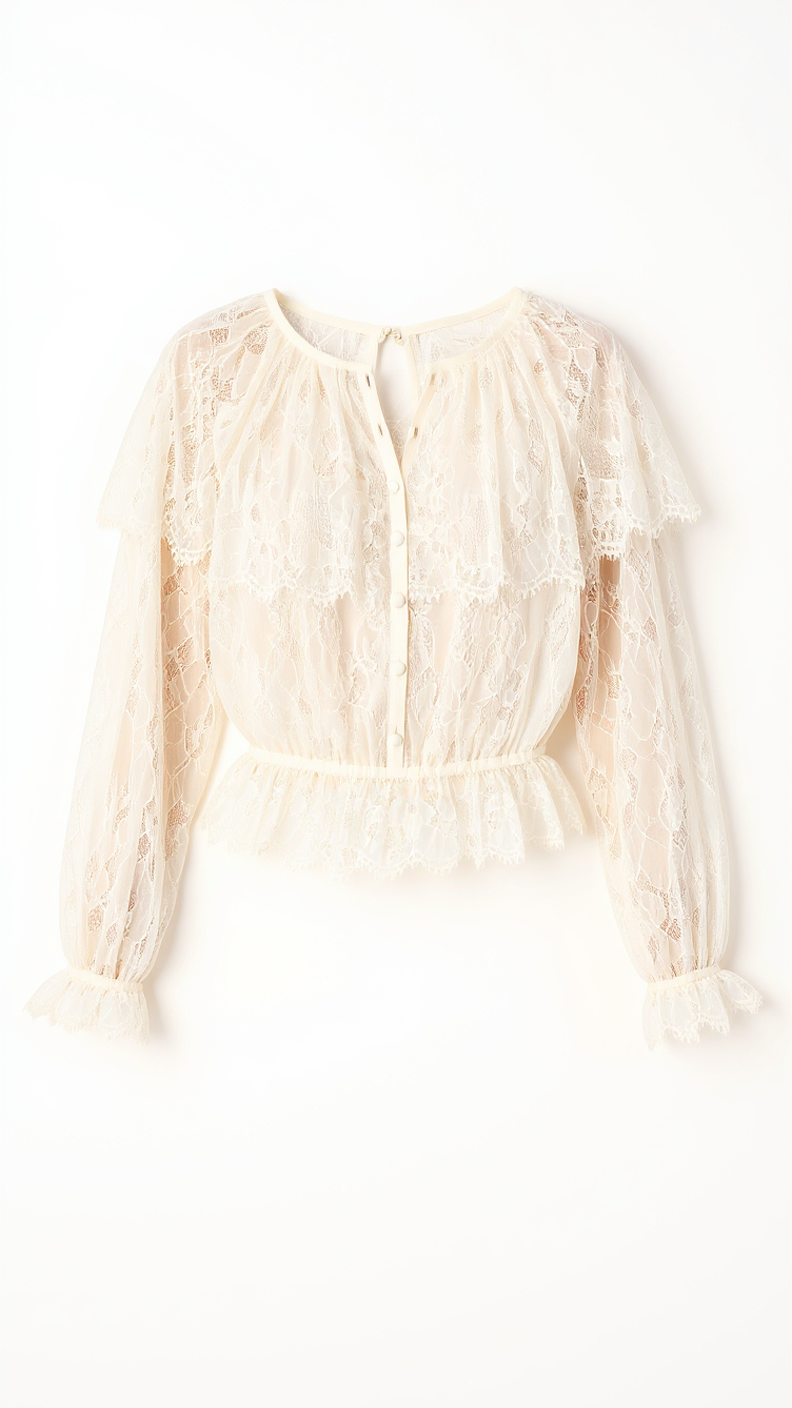 Vitoria Lace Blouse Macadamia – CAMI NYC