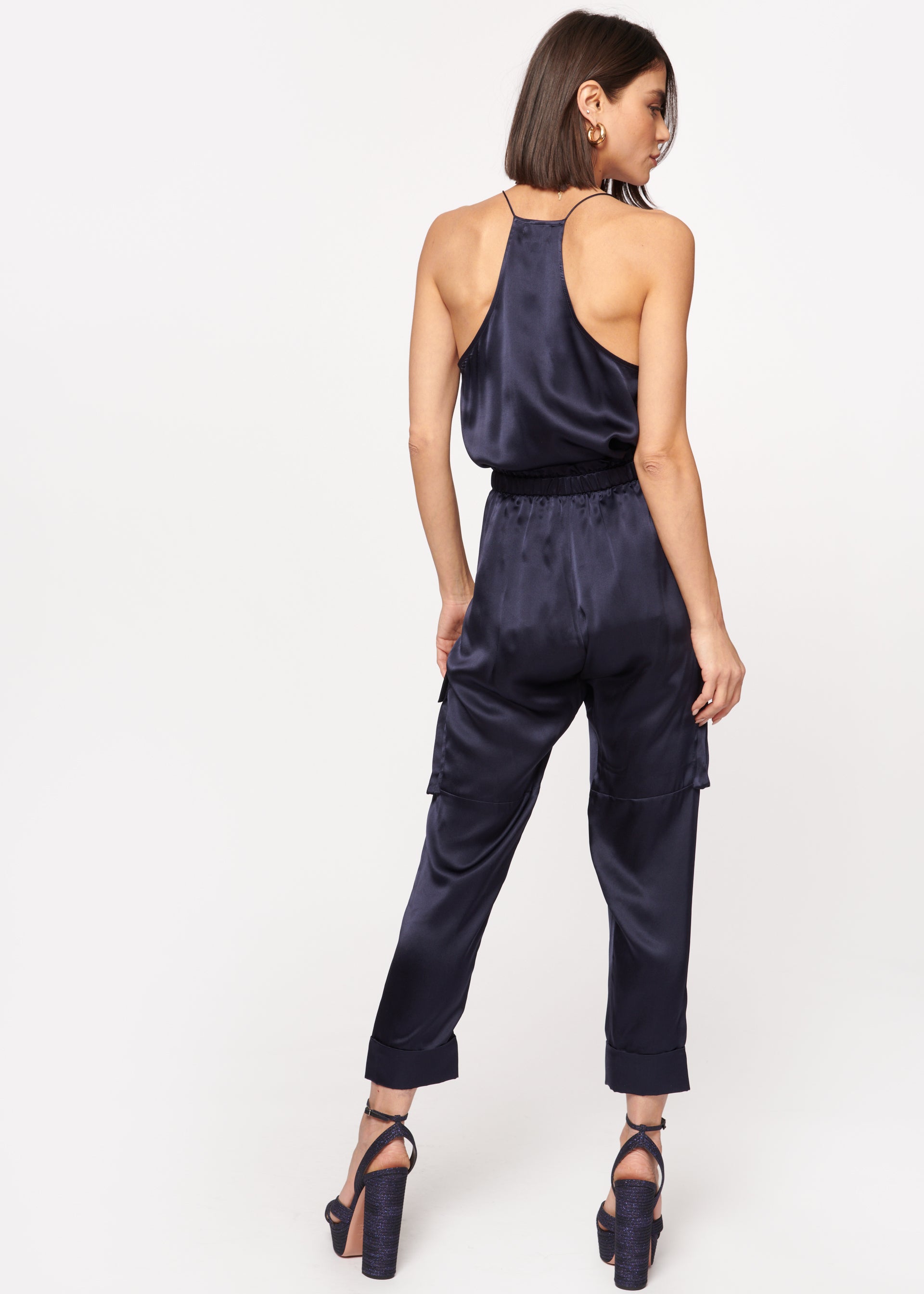 Racer Charmeuse Camisole Navy