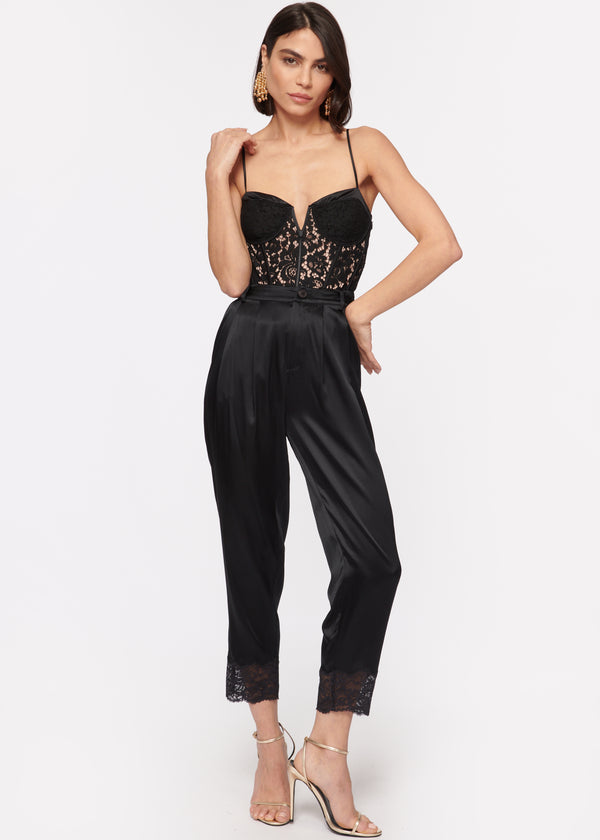 Anne Corded Lace Bodysuit Black