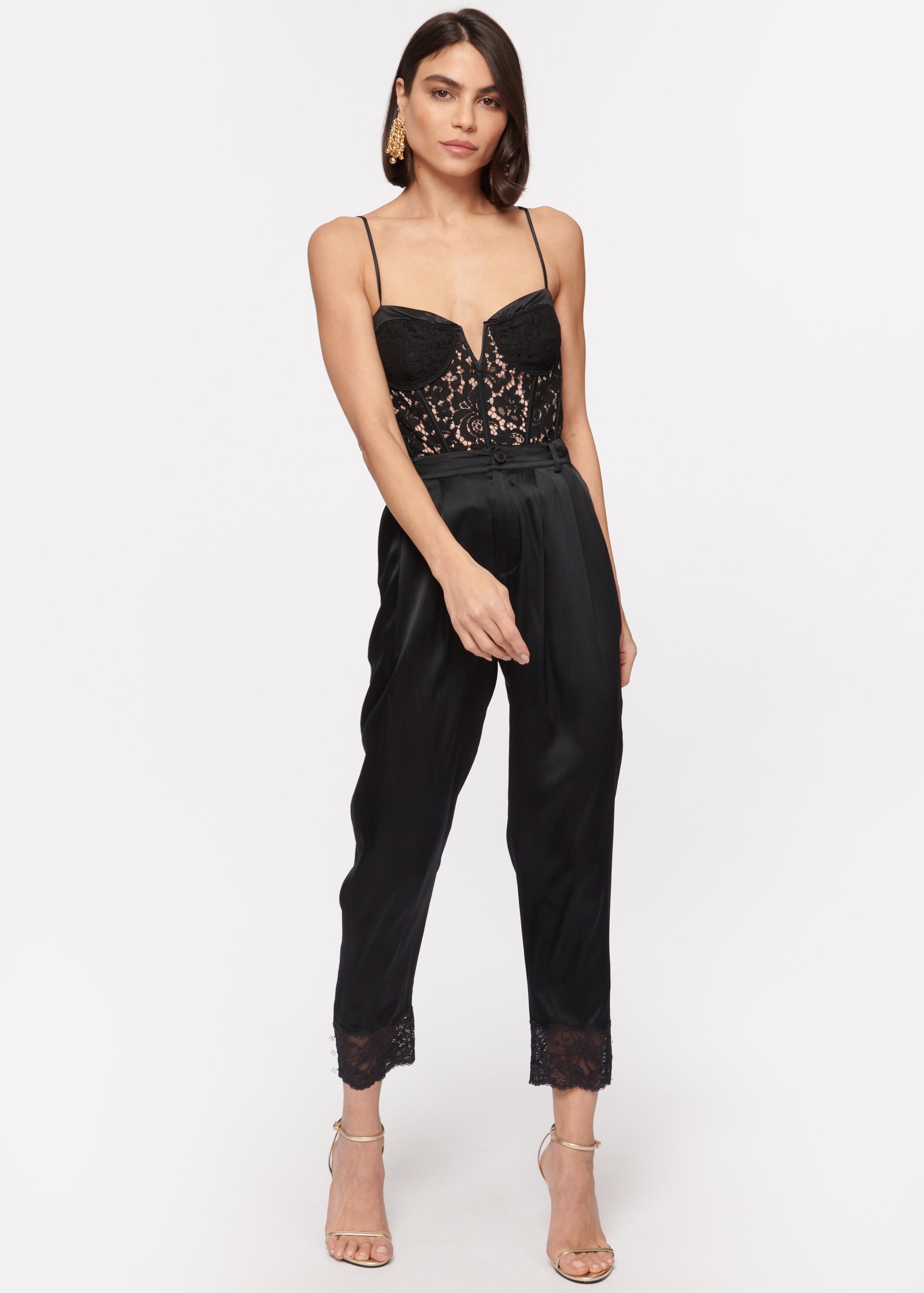 Anne Corded Lace Bodysuit Black